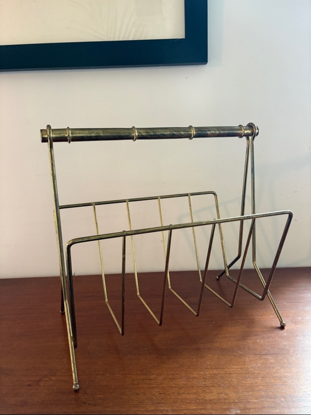 VINTAGE - Brass Metal Record/Magazine Rack - Picture 3 of 7